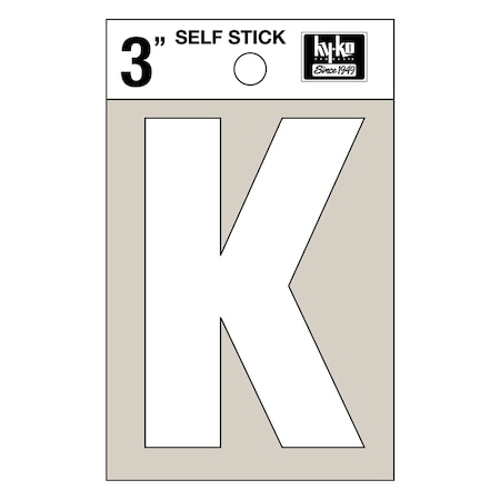 Hy-Ko 3In White Vinyl Letter K, 10PK A30521